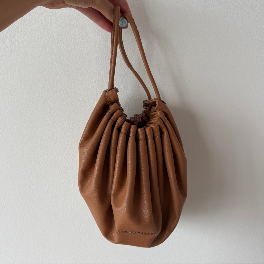 Simon Miller Brown Vegan Leather Drawstring Scrunch Bag